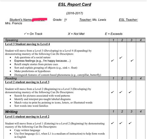 sample student progress report comments